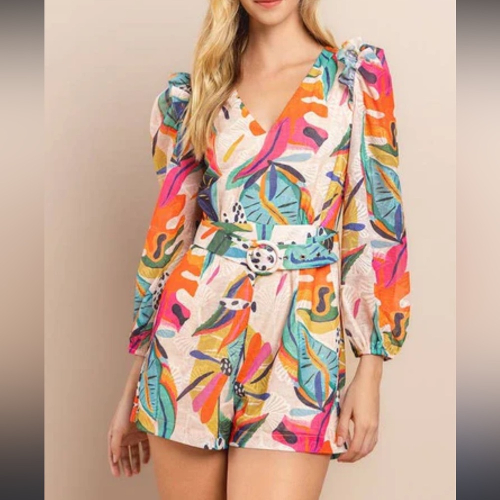 TCEC multicolored romper with belt